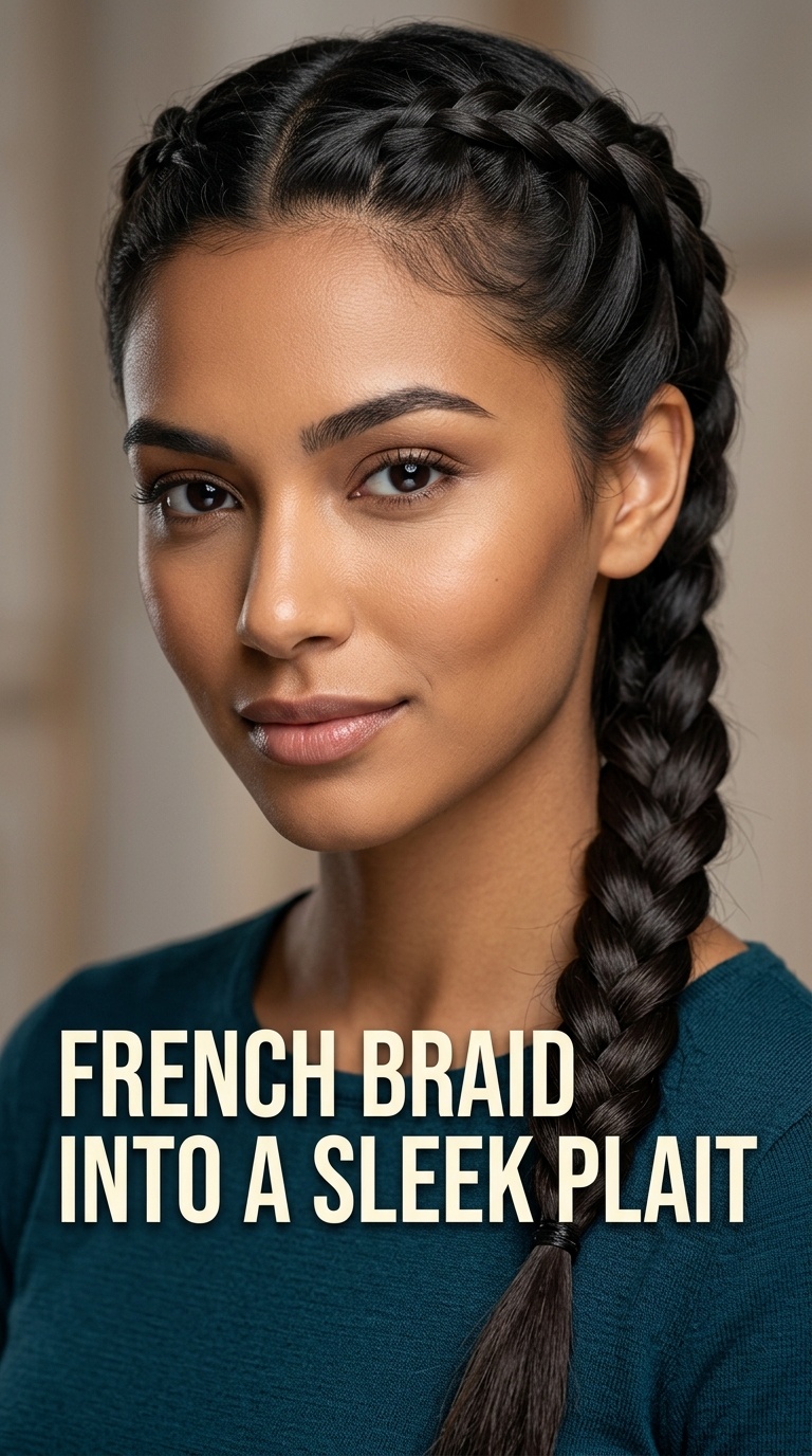 French Braid into a Sleek Plait