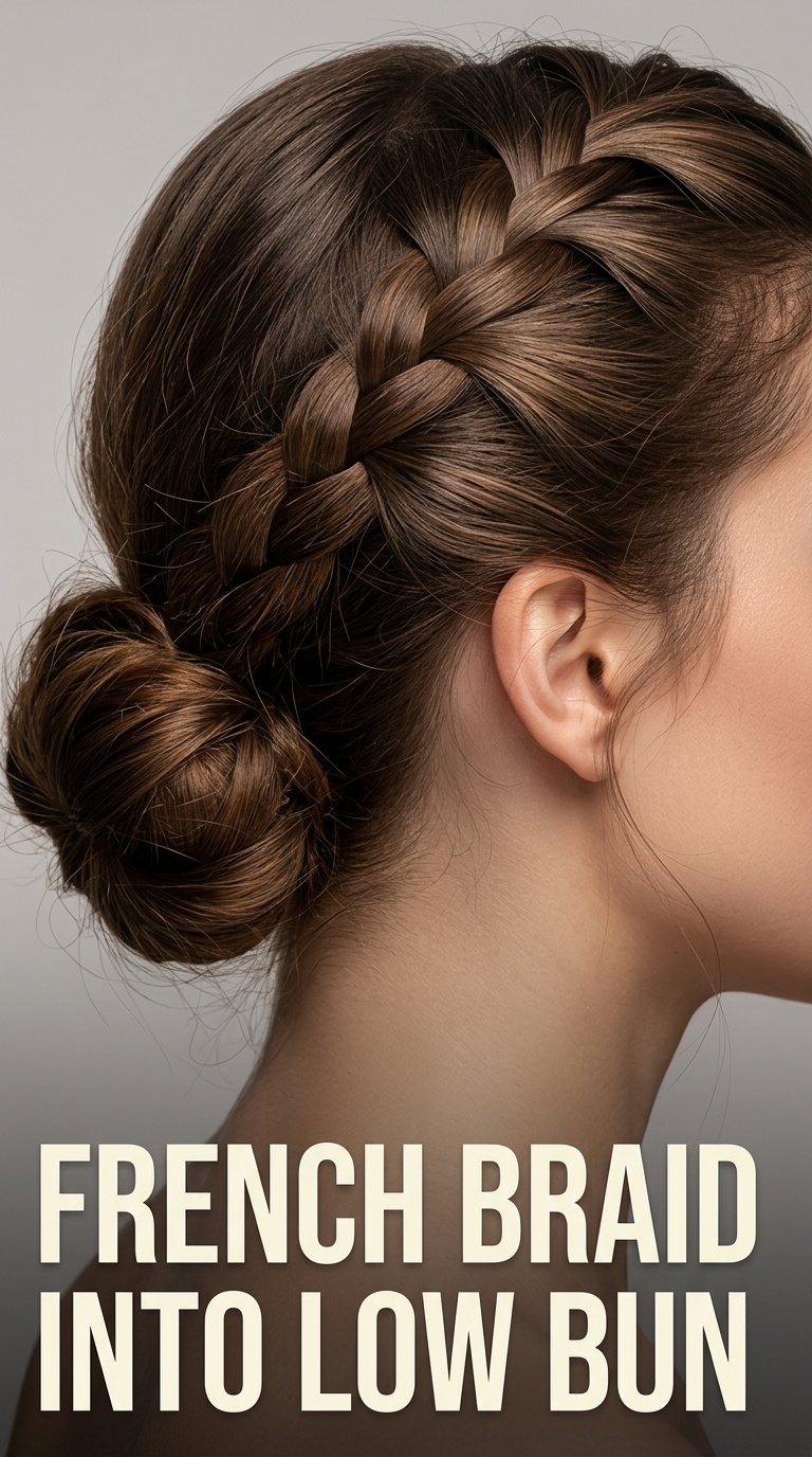 French Braid into Low Bun
