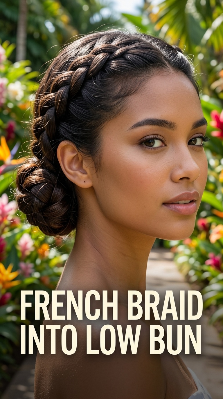 French Braid into Low Bun