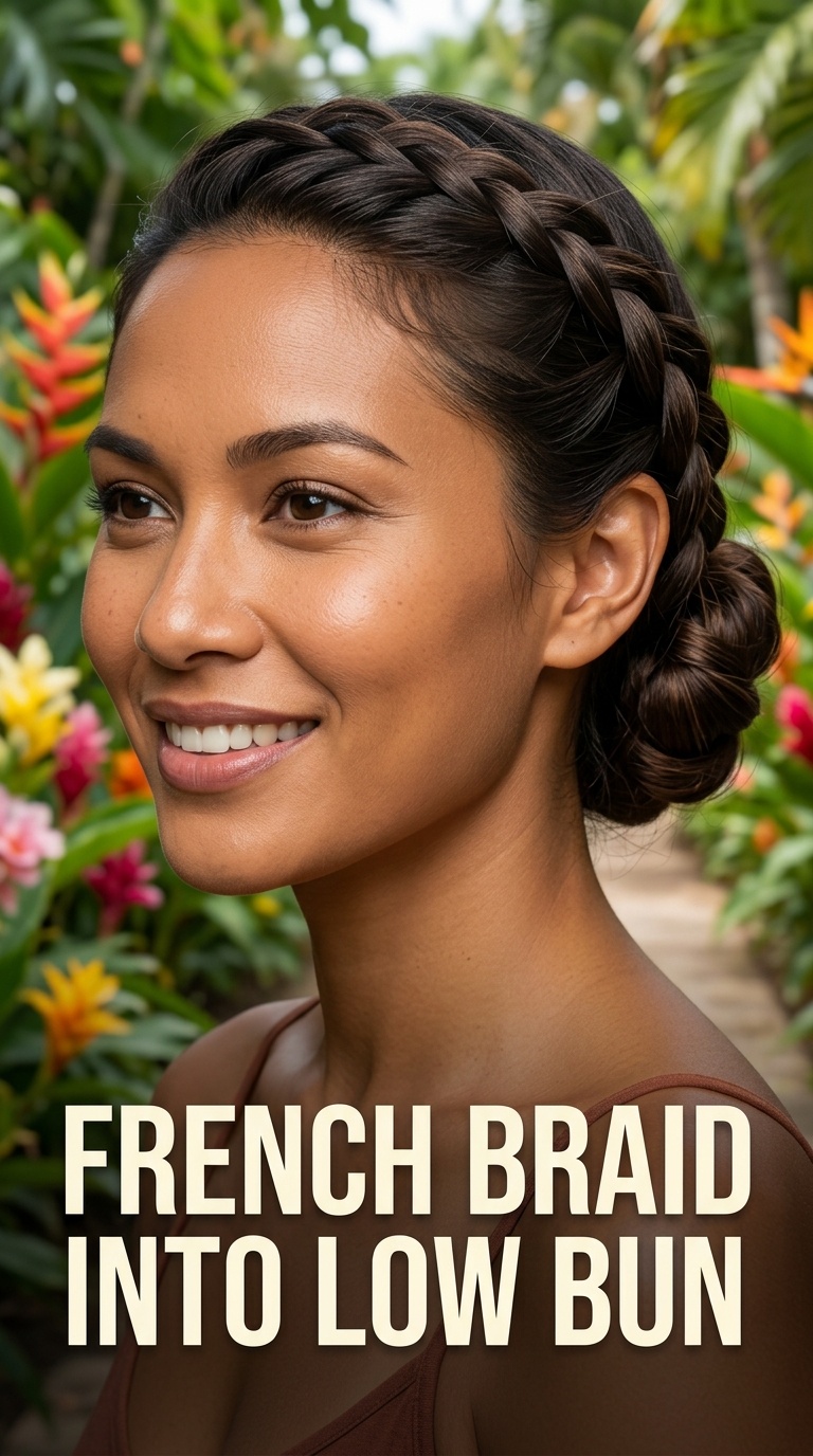 French Braid into Low Bun