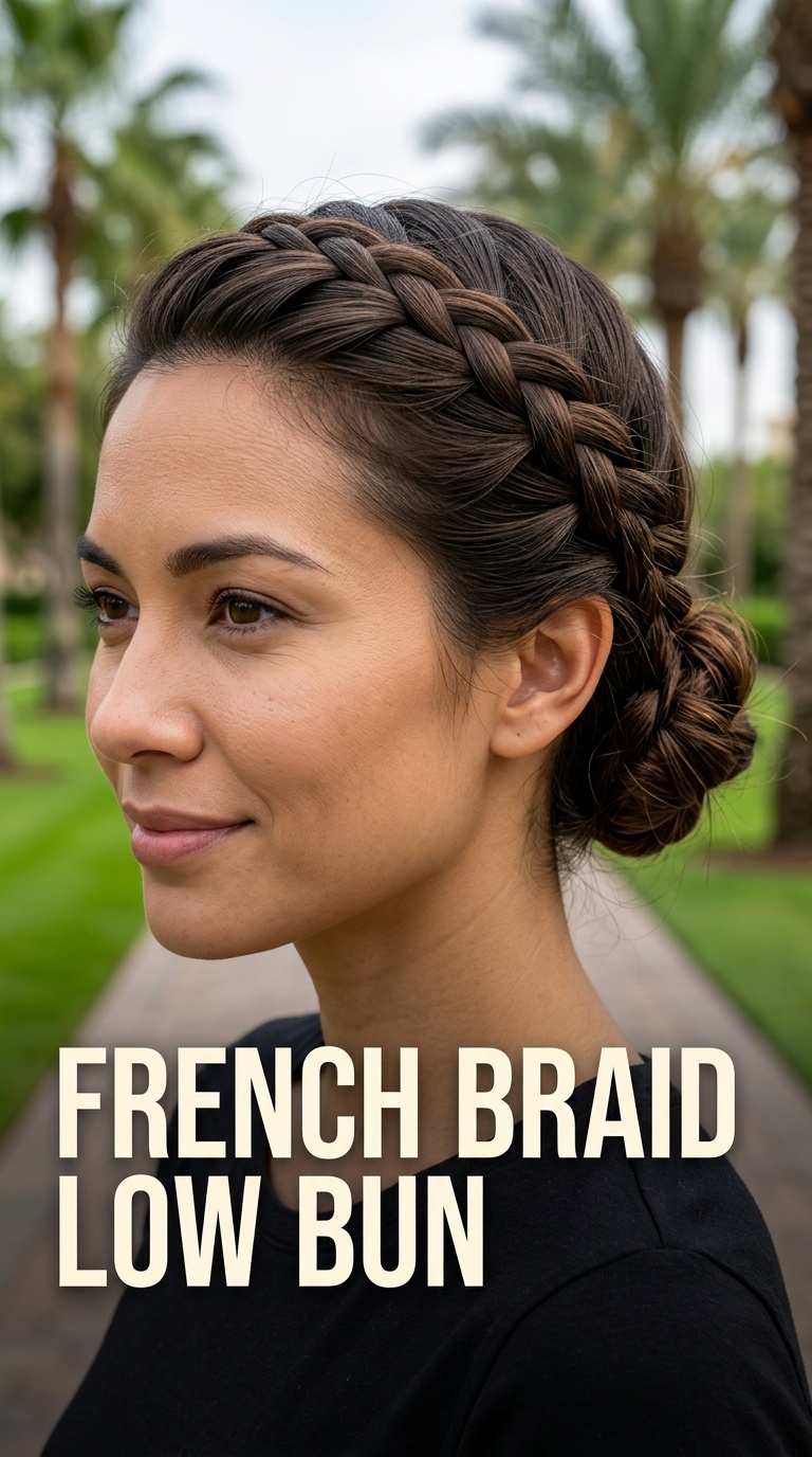 French Braid Low Bun