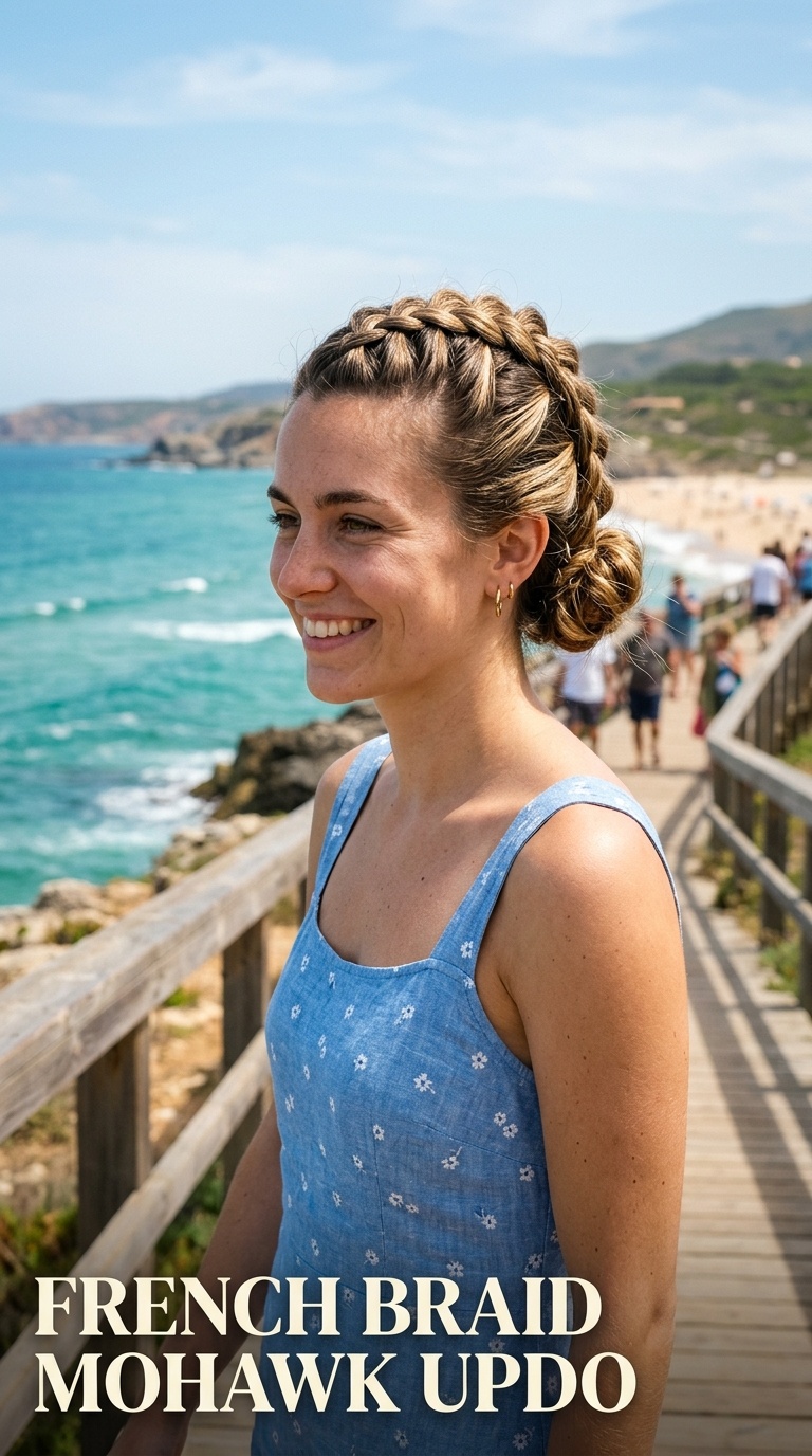 French Braid Mohawk Updo