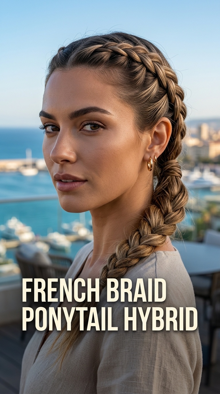 French Braid Ponytail Hybrid