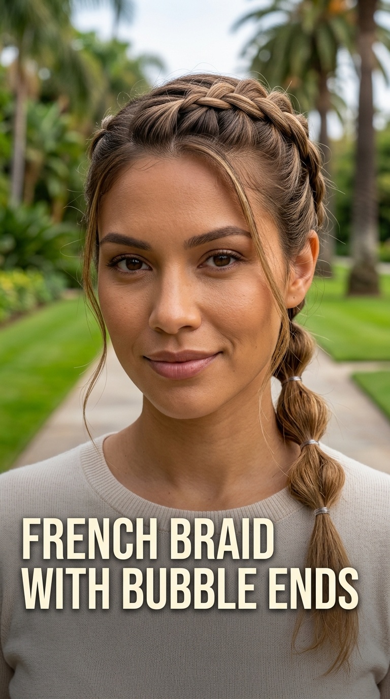 French Braid with Bubble Ends