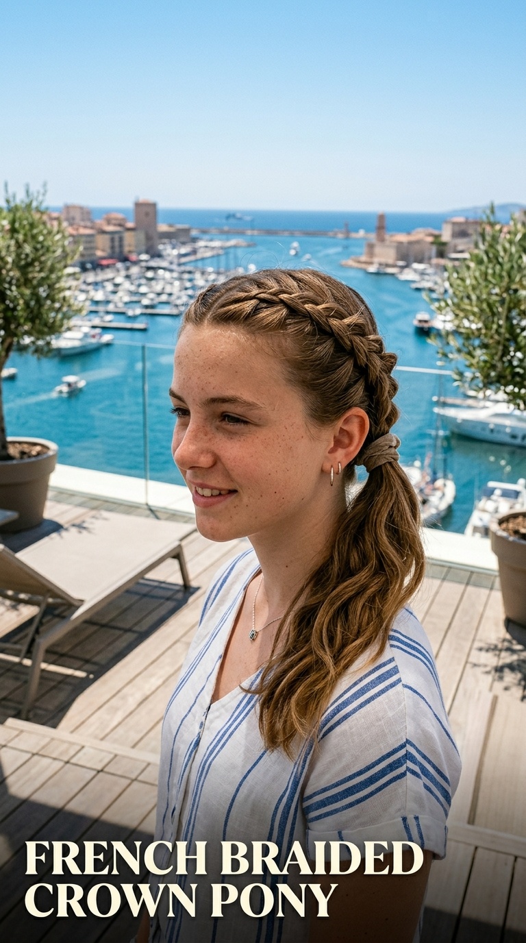 French Braided Crown Pony