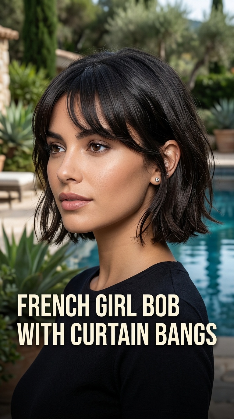 French Girl Bob with Curtain Bangs