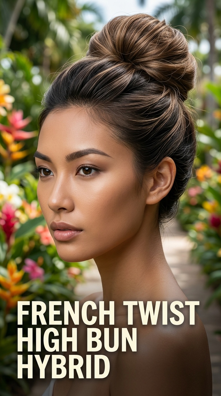 French Twist High Bun Hybrid