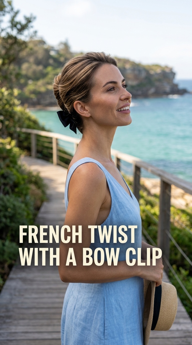 French Twist with a Bow Clip