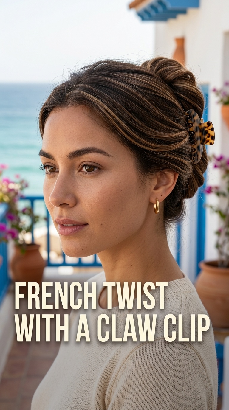 French Twist with a Claw Clip
