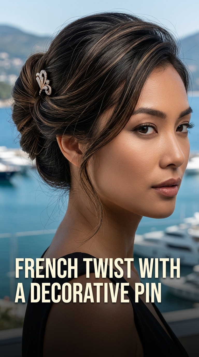 French Twist with a Decorative Pin