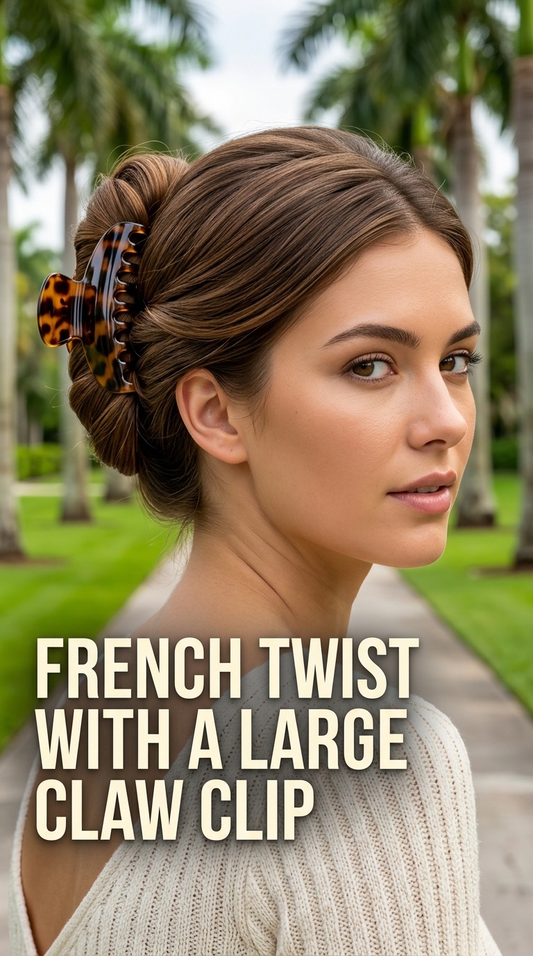 French Twist with a Large Claw Clip