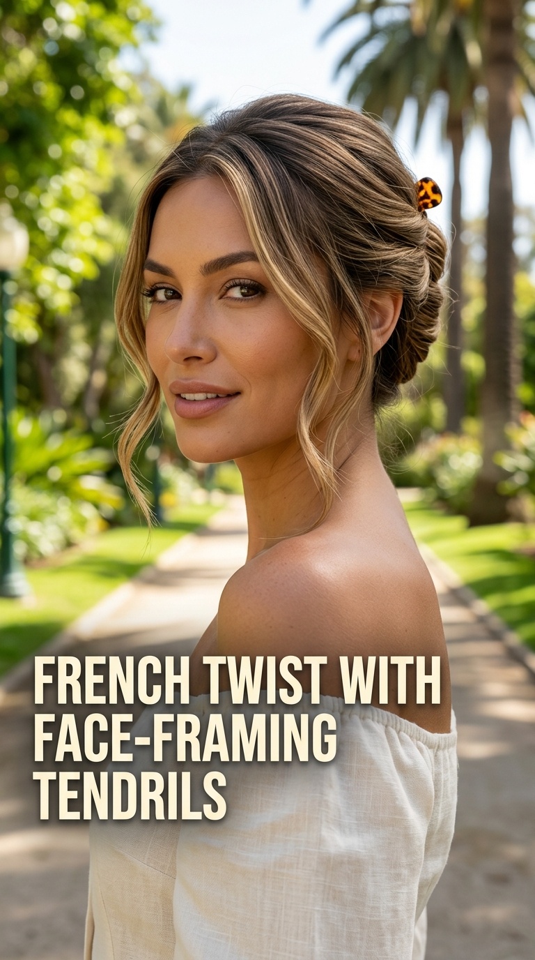 French Twist with Face-Framing Tendrils