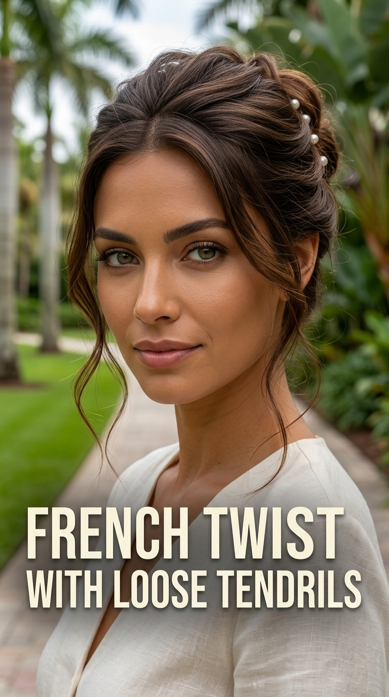 French Twist with Loose Tendrils