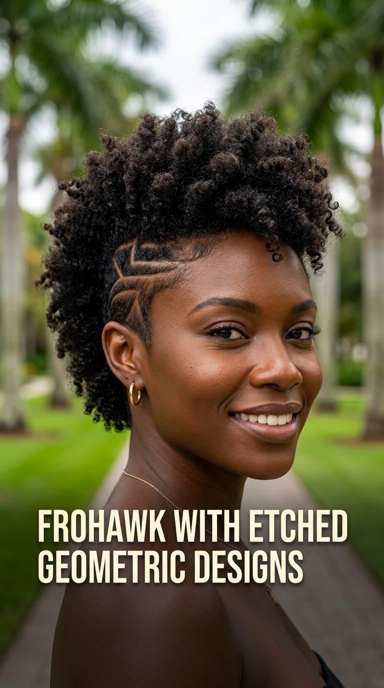 Frohawk with Etched Geometric Designs