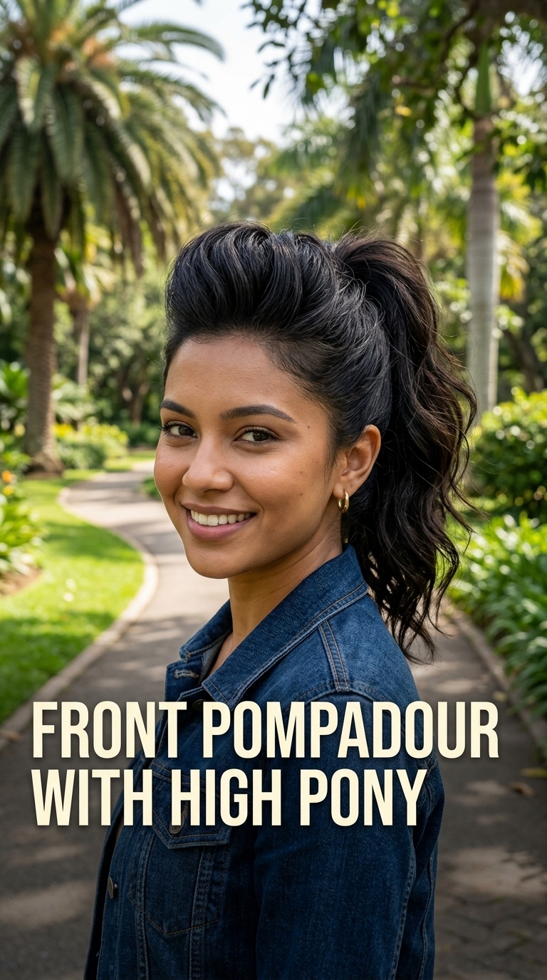 Front Pompadour with High Pony