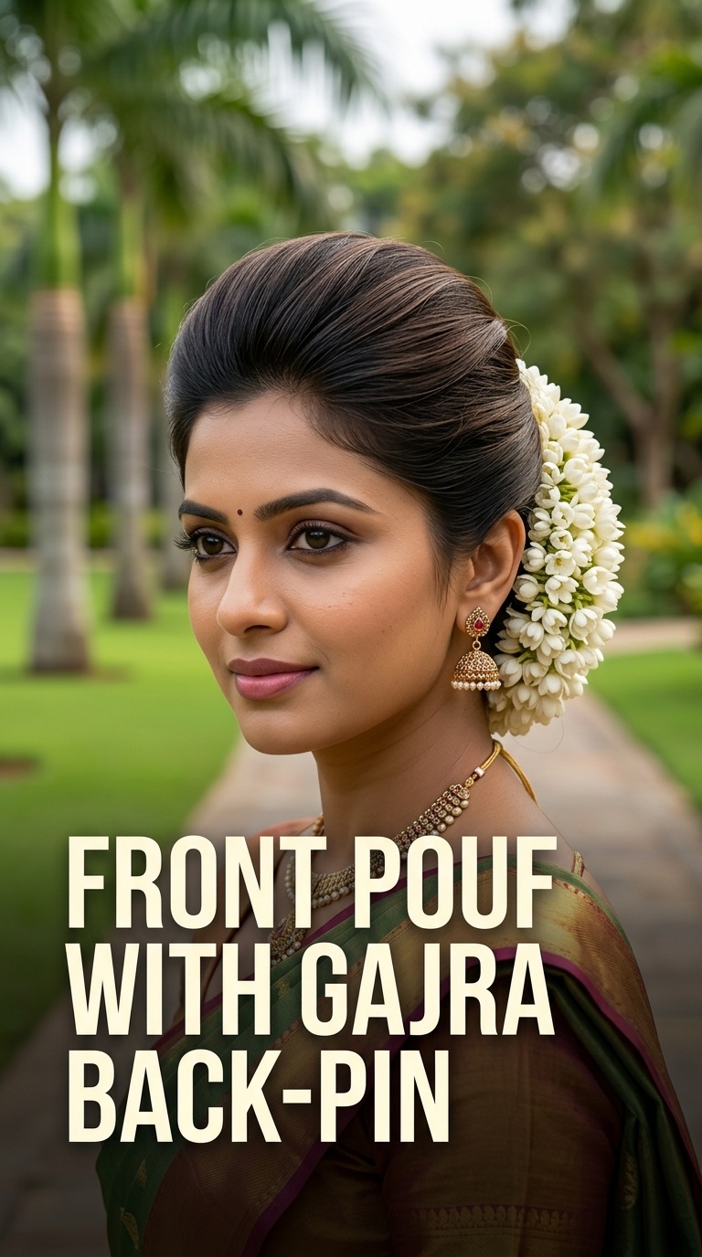Front Pouf with Gajra Back-Pin