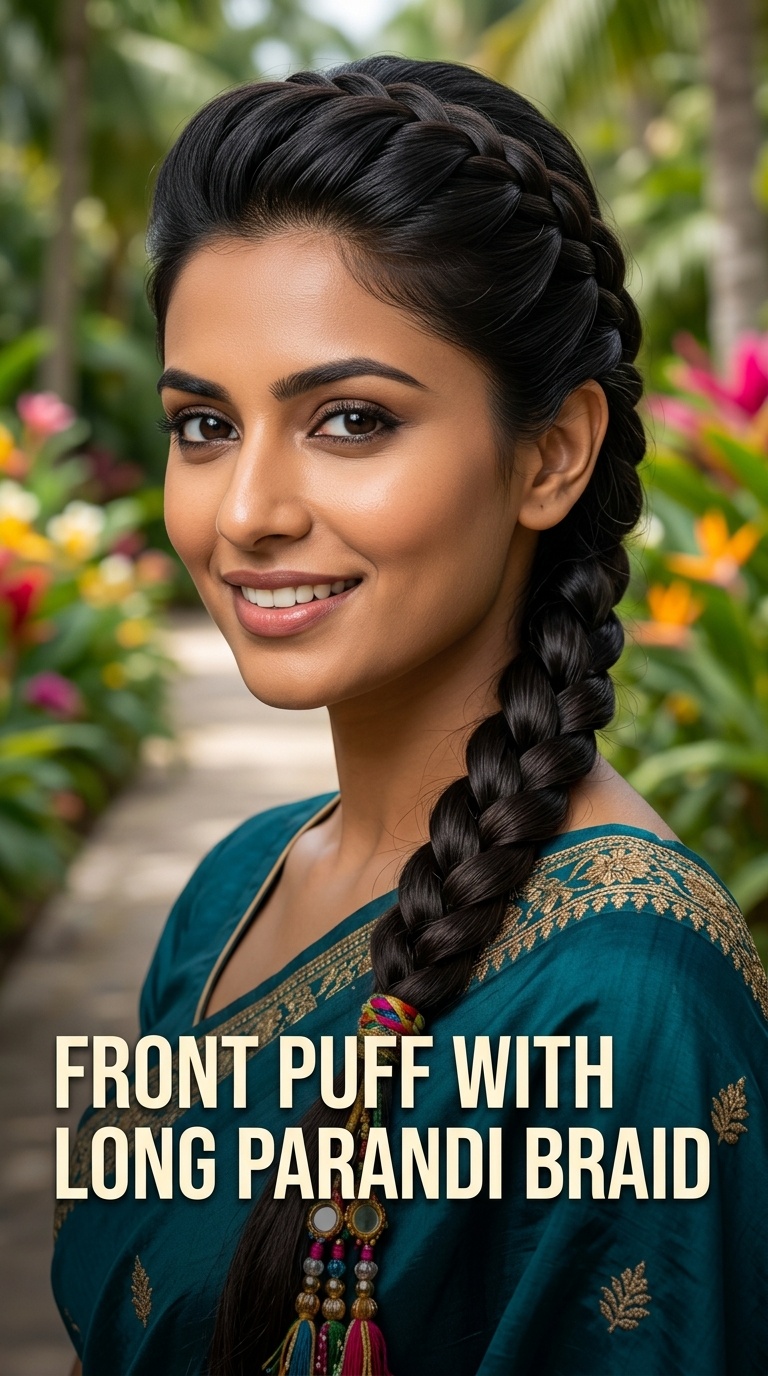 Front Puff with Long Parandi Braid