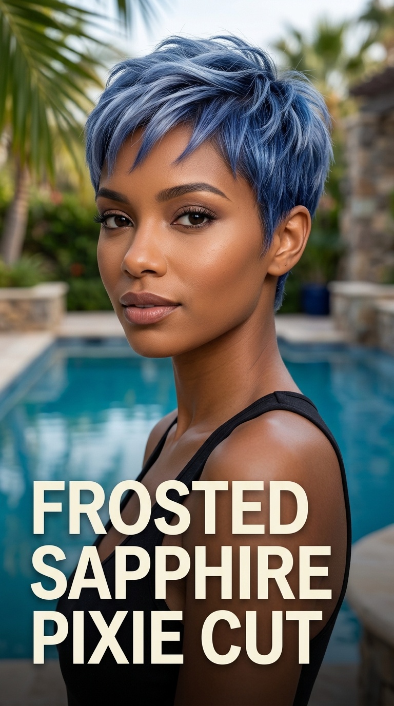 Frosted Sapphire Pixie Cut
