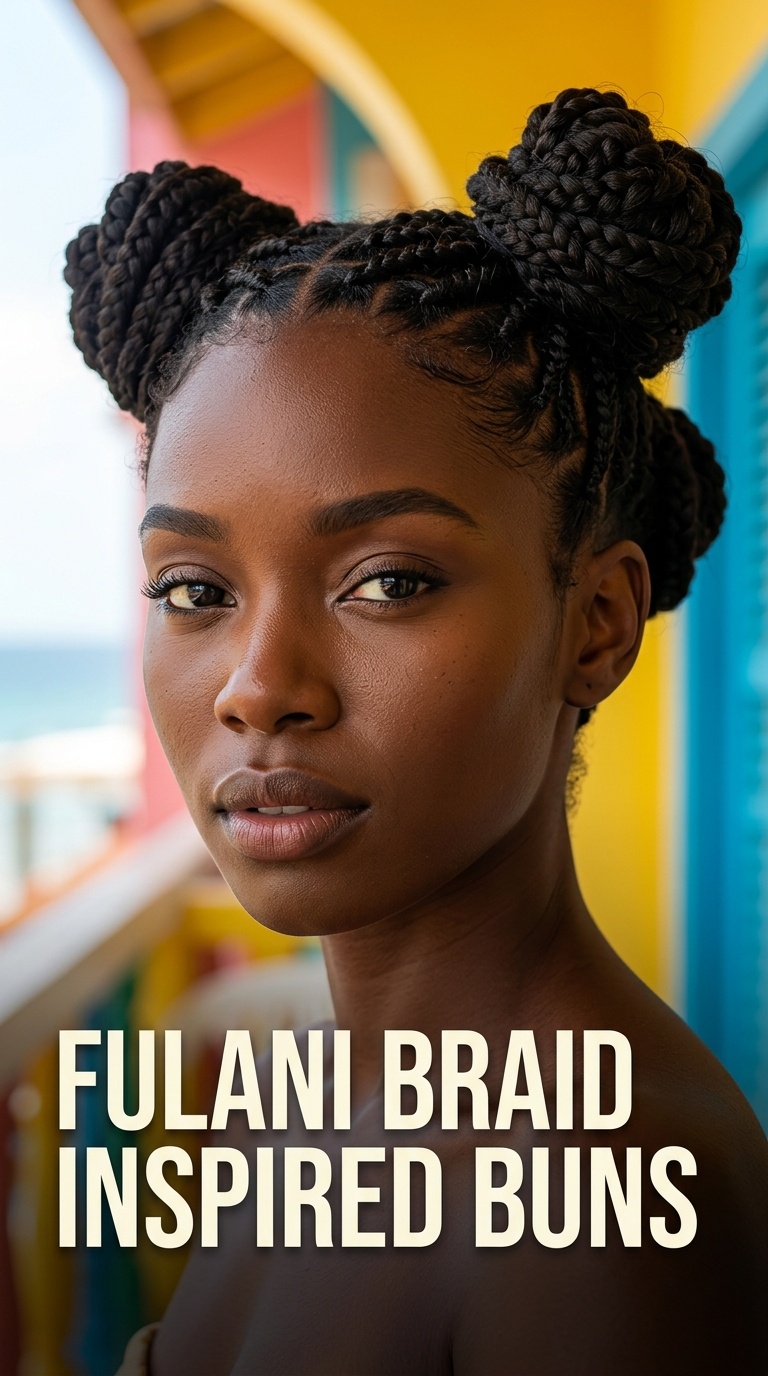 Fulani Braid Inspired Buns