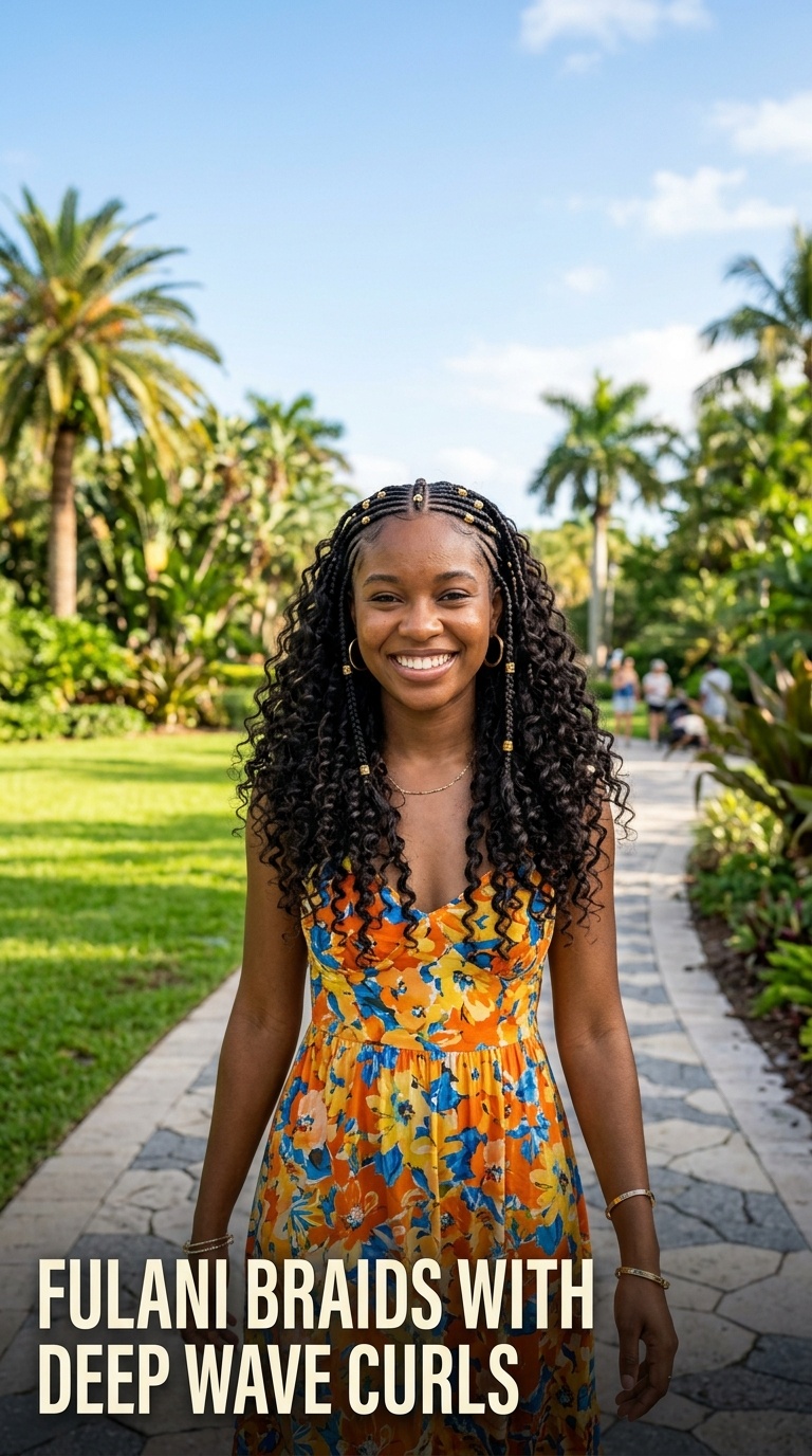 Fulani Braids with Deep Wave Curls