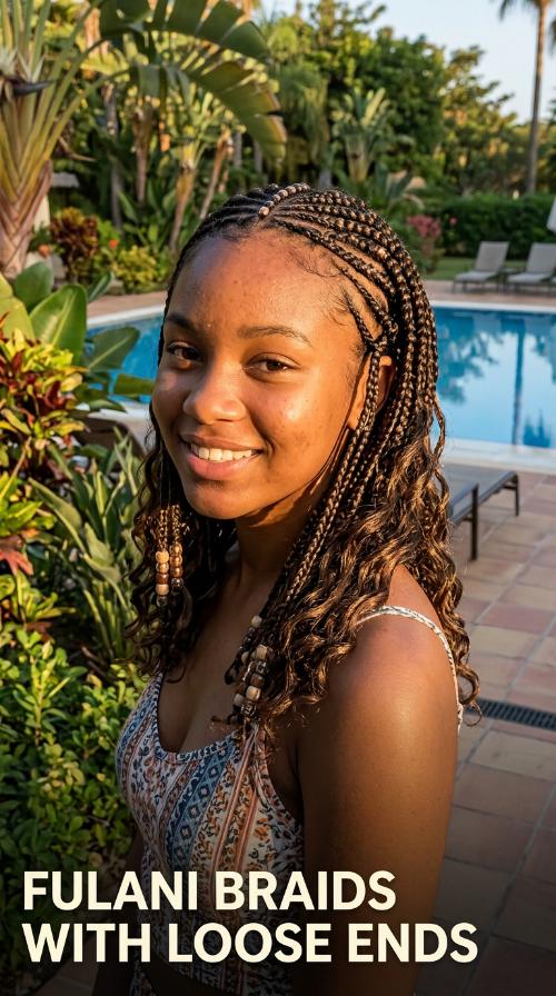 Fulani Braids with Loose Ends