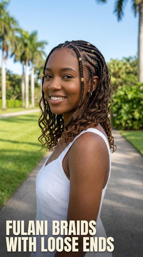 Fulani Braids with Loose Ends