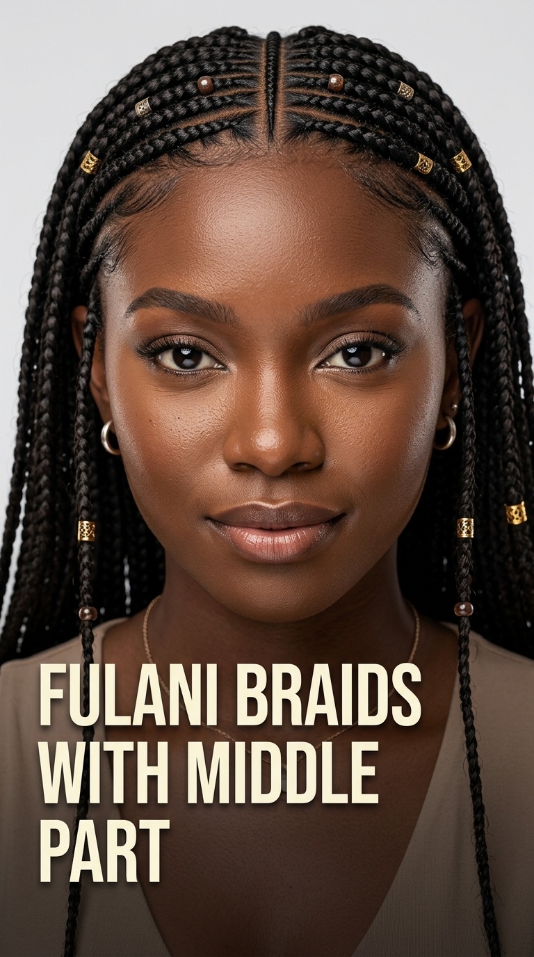 Fulani Braids with Middle Part