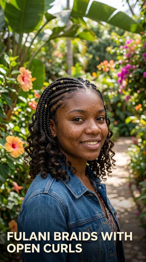 Fulani Braids with Open Curls