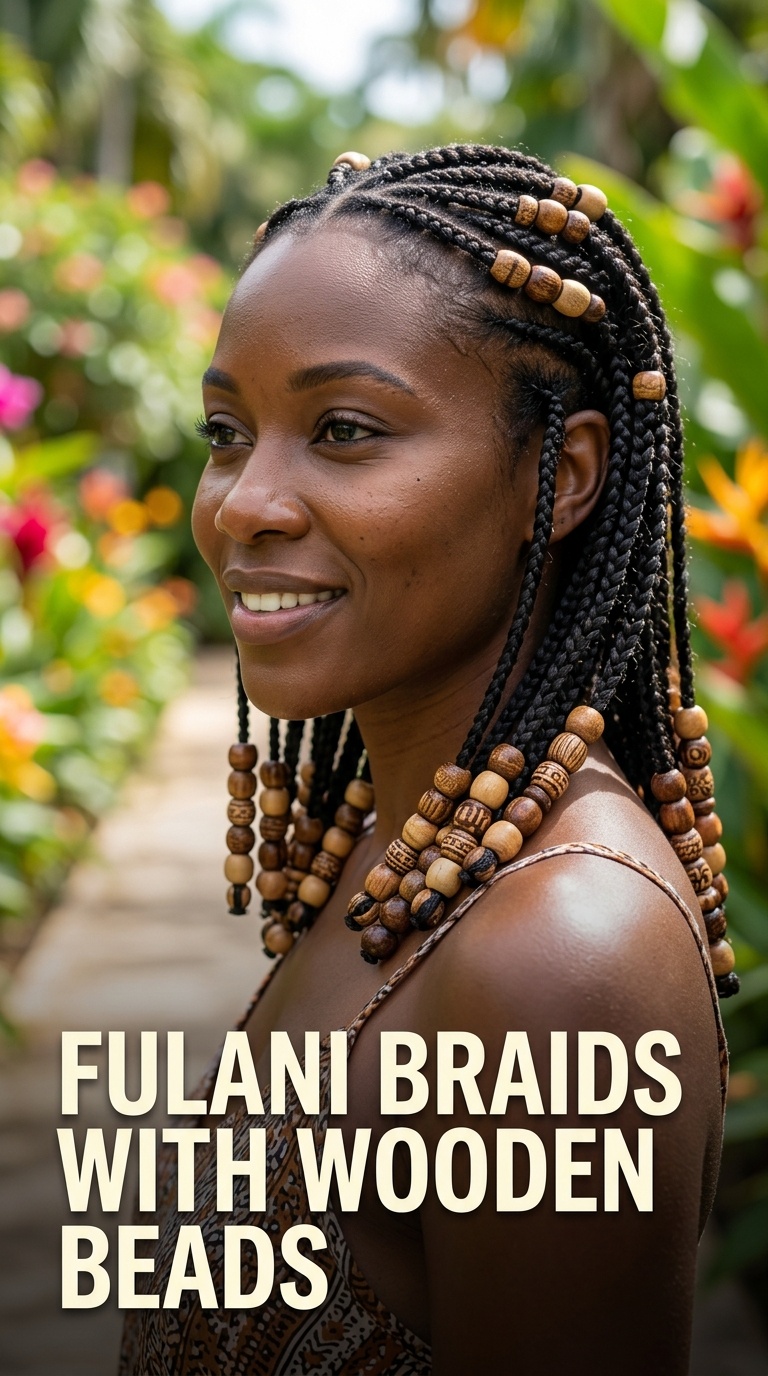 Fulani Braids with Wooden Beads