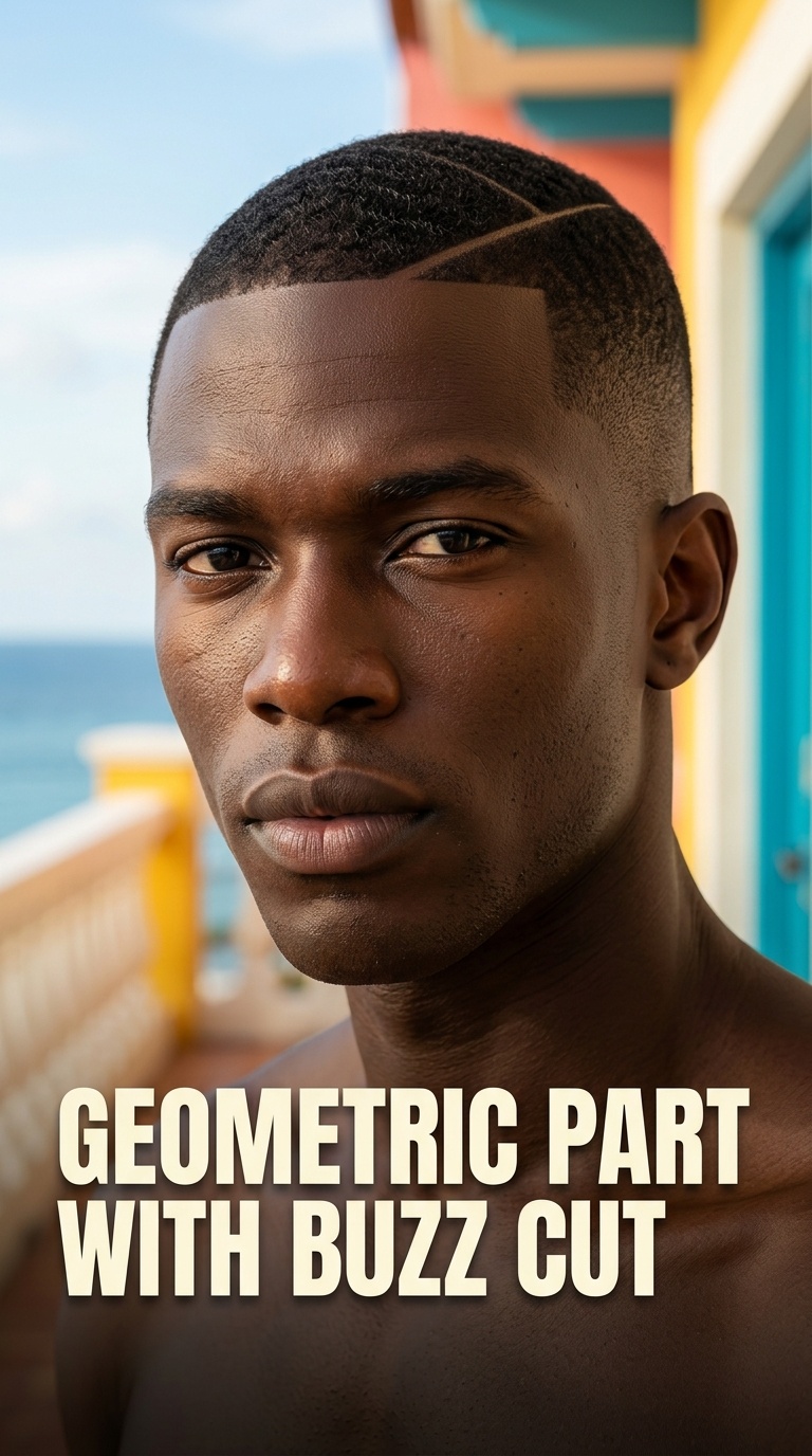 Geometric Part with Buzz Cut
