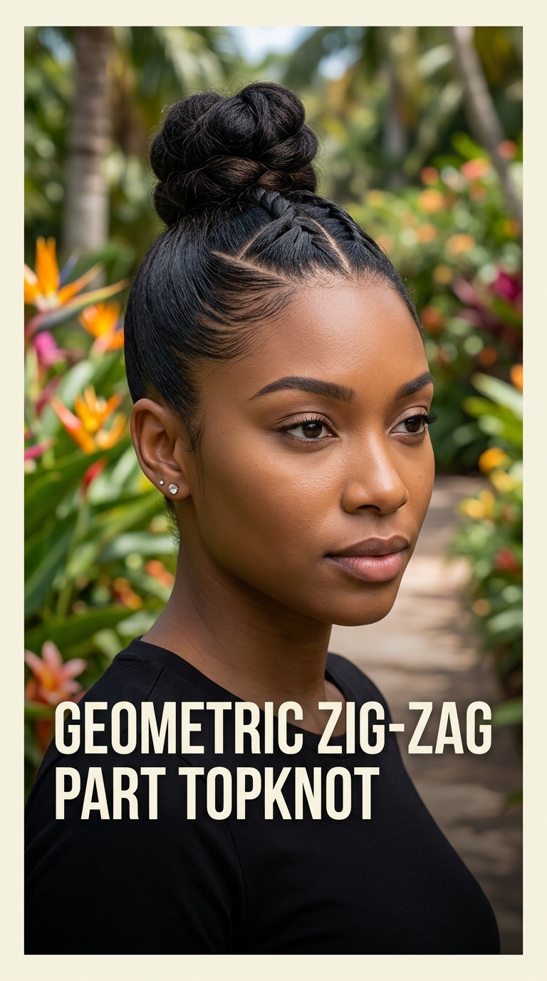 Geometric Zig-Zag Part Topknot