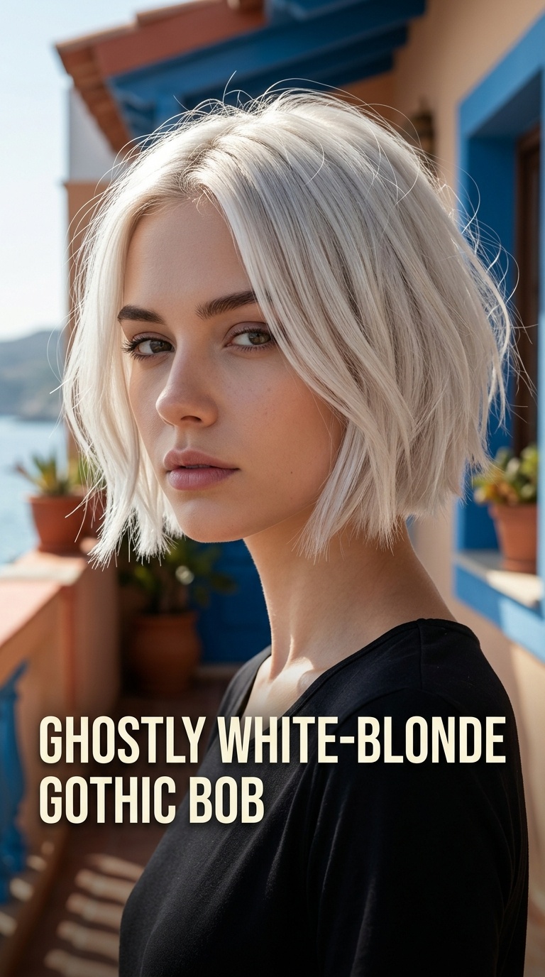 Ghostly White-Blonde Gothic Bob
