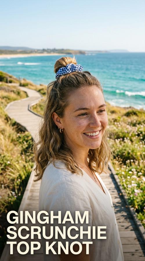 Gingham Scrunchie Top Knot