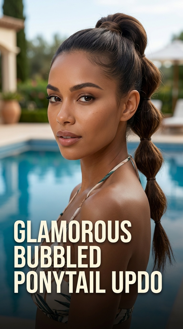 Glamorous Bubbled Ponytail Updo