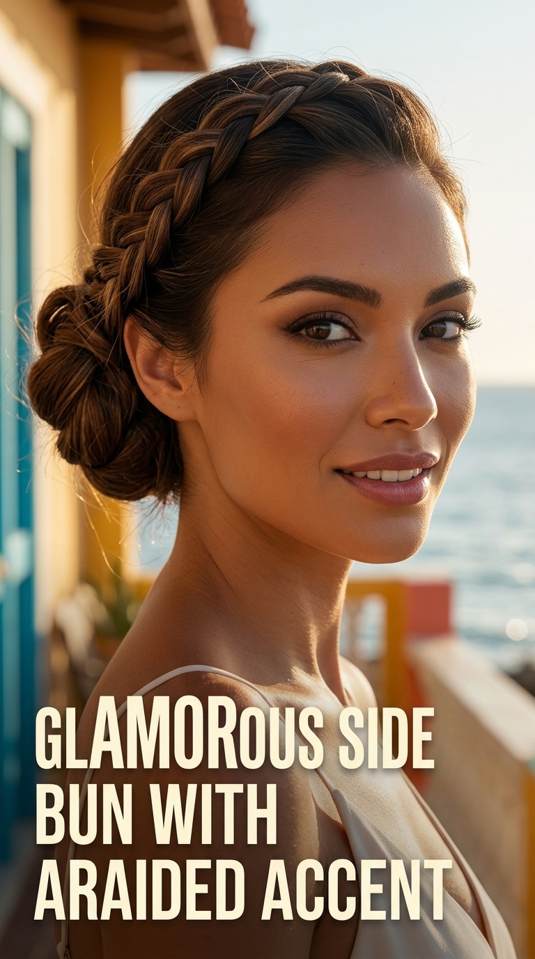 Glamorous Side Bun with Braided Accent
