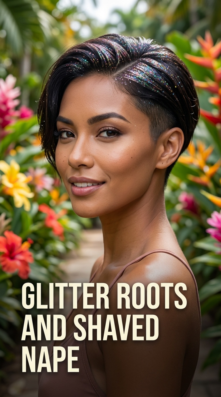 Glitter Roots and Shaved Nape