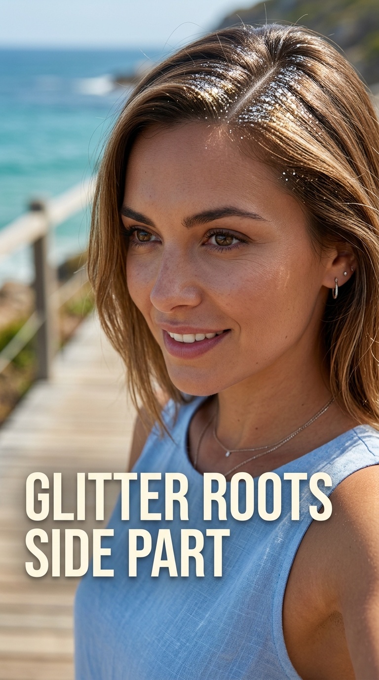 Glitter Roots Side Part