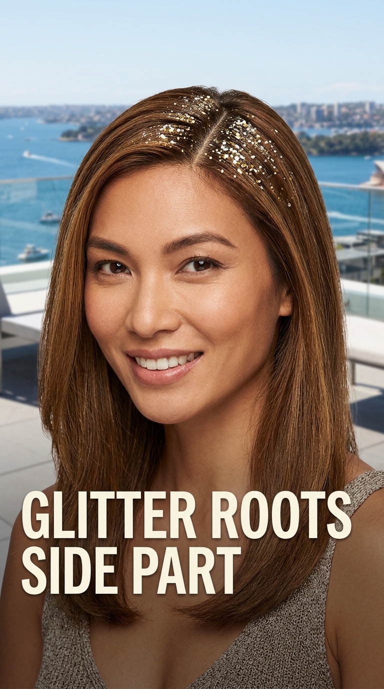 Glitter Roots Side Part