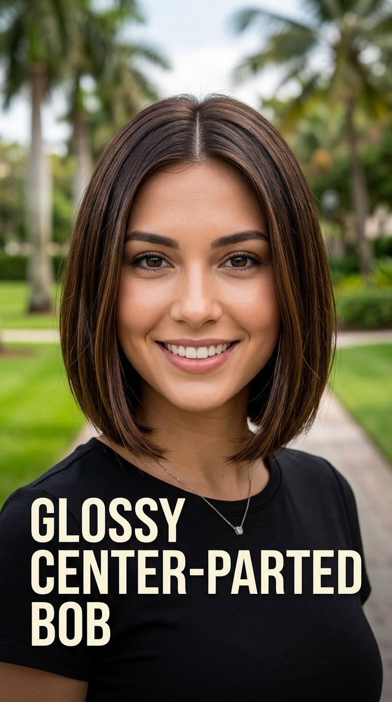 Glossy Center-Parted Bob