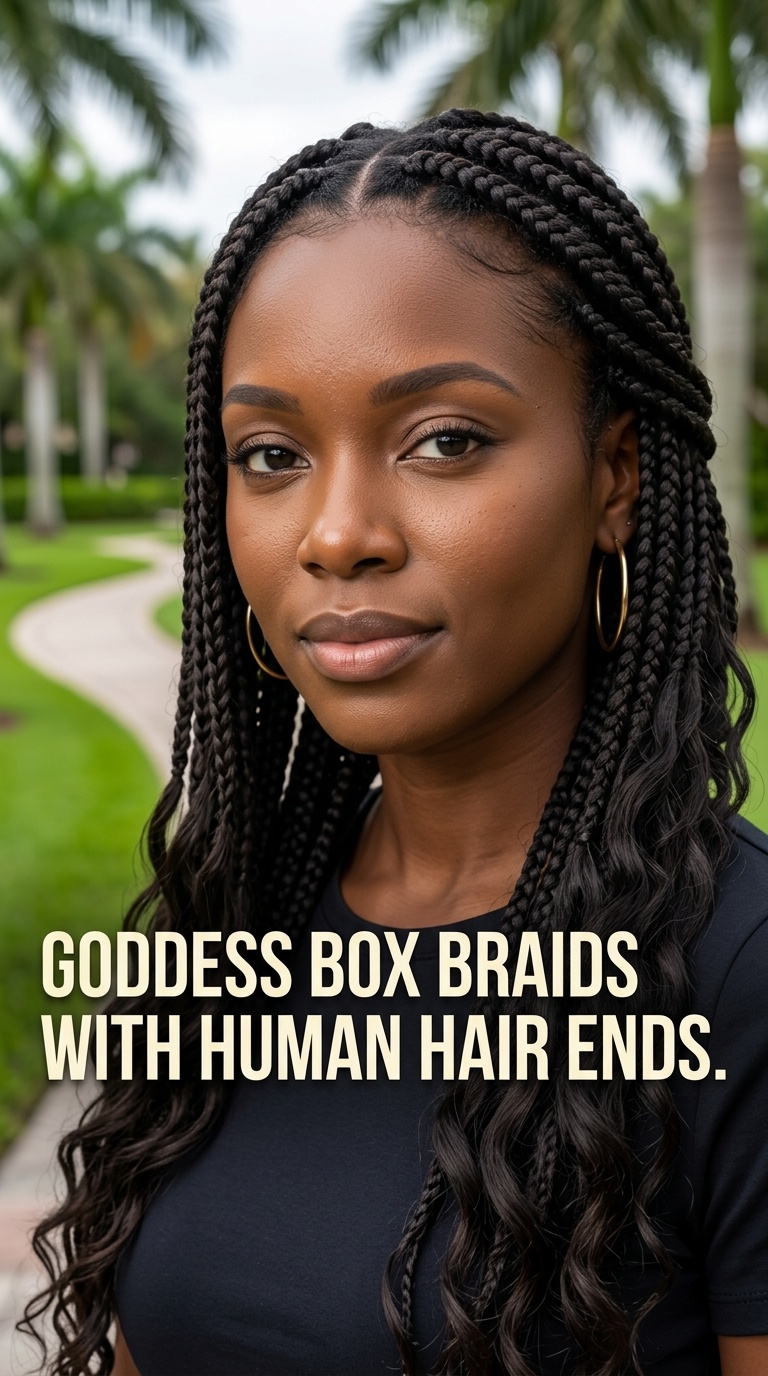 Goddess Box Braids with Human Hair Ends