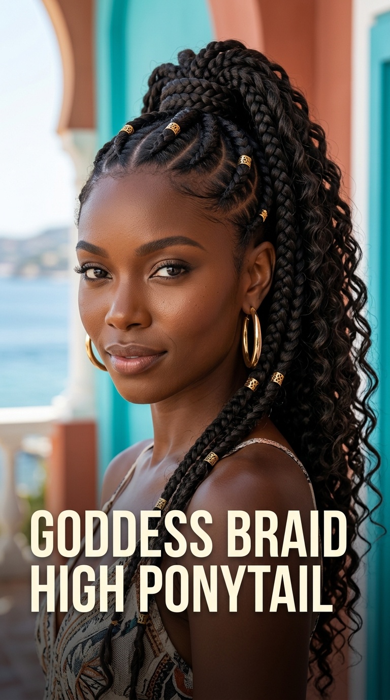 Goddess Braid High Ponytail