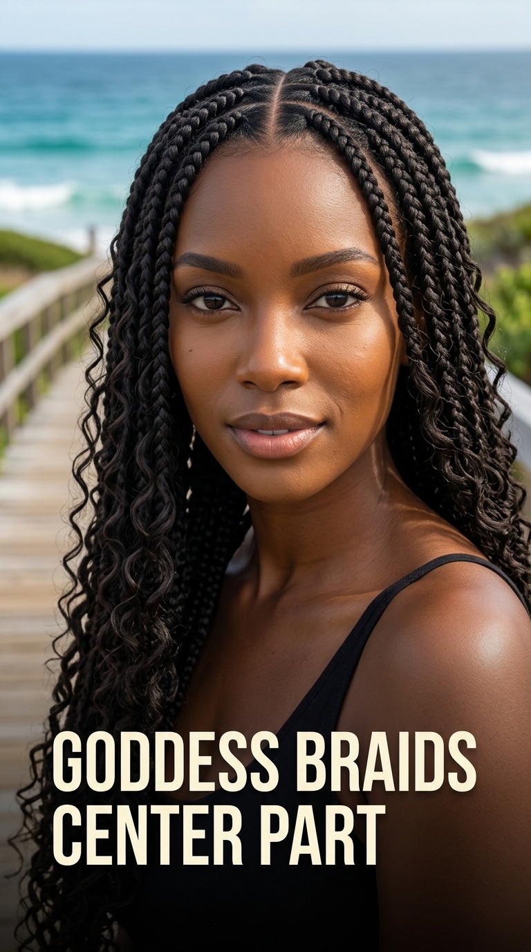 Goddess Braids Center Part