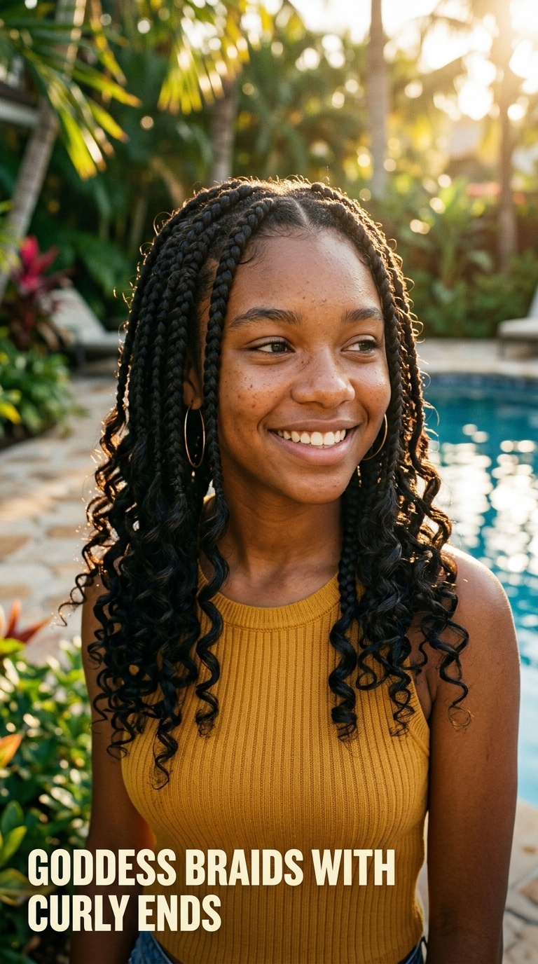 Goddess Braids with Curly Ends