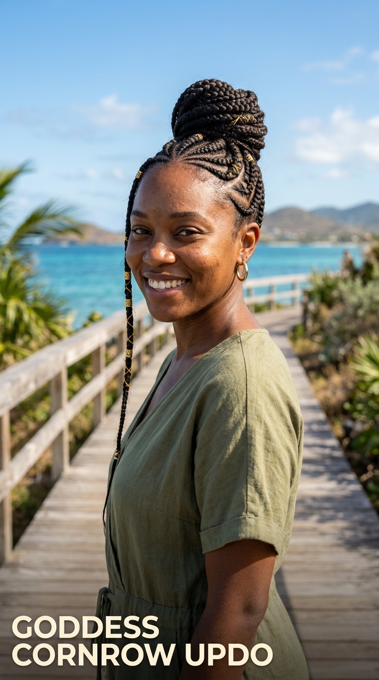 Goddess Cornrow Updo