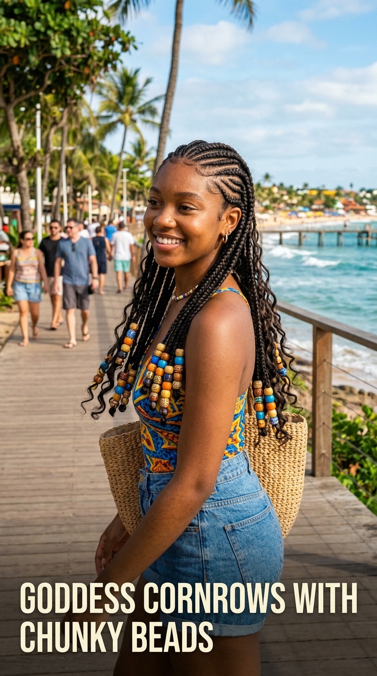Goddess Cornrows with Chunky Beads