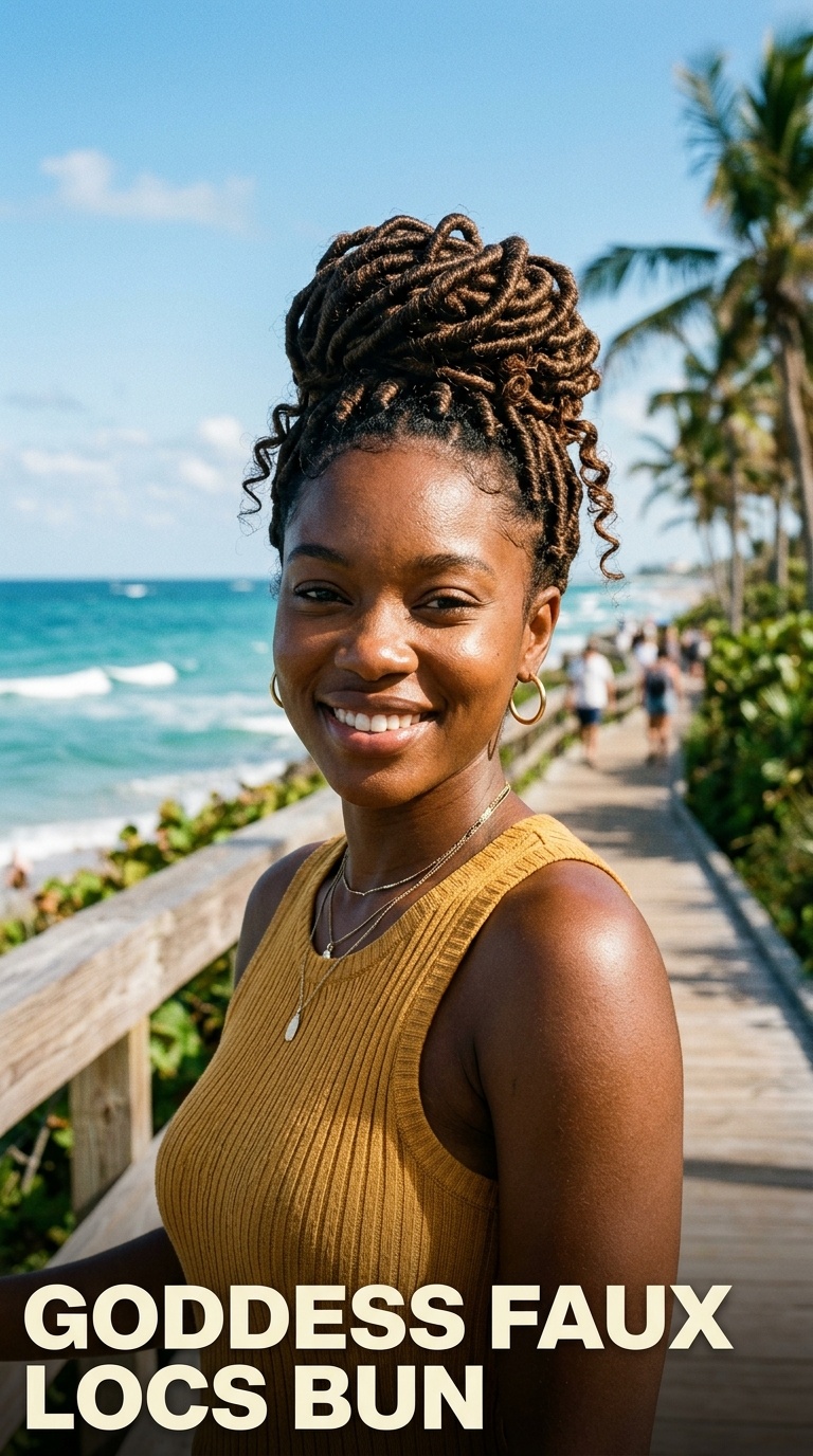 Goddess Faux Locs Bun