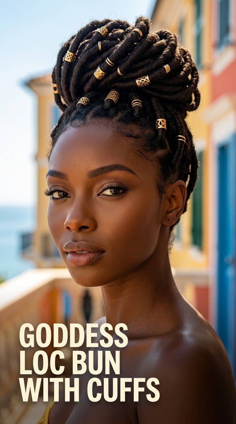 Goddess Loc Bun with Cuffs