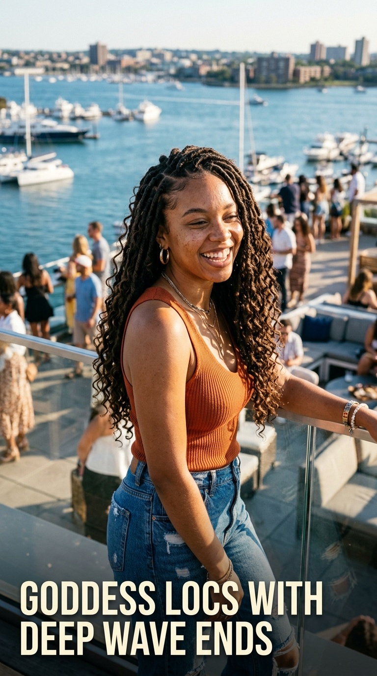 Goddess Locs with Deep Wave Ends
