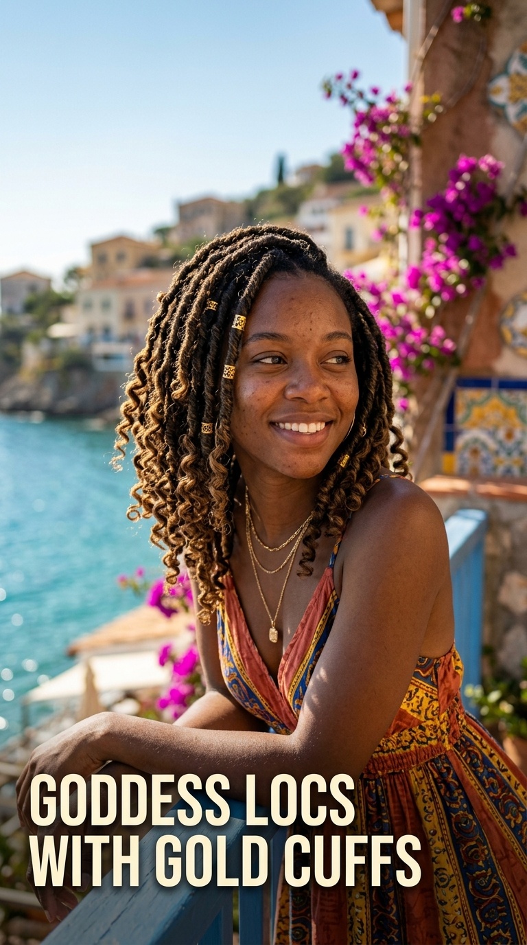 Goddess Locs with Gold Cuffs