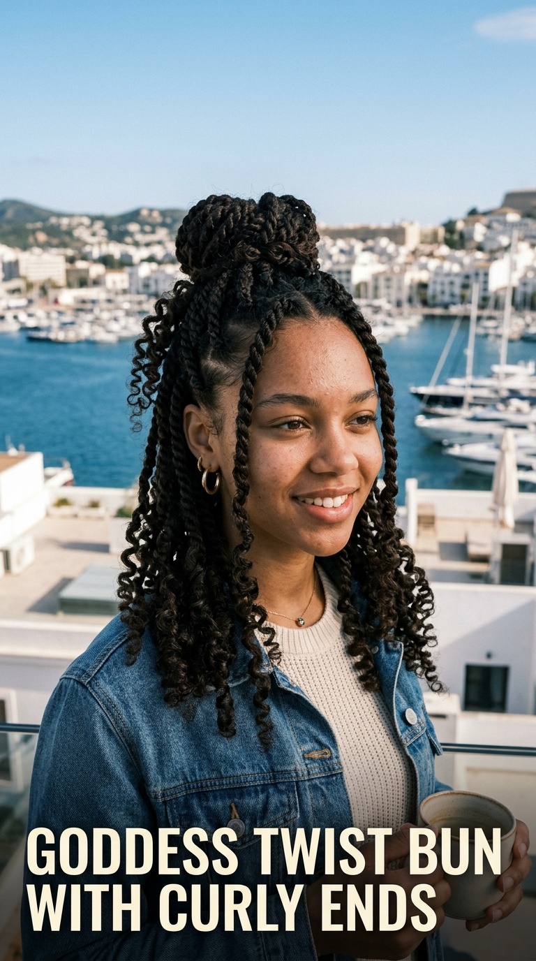 Goddess Twist Bun with Curly Ends